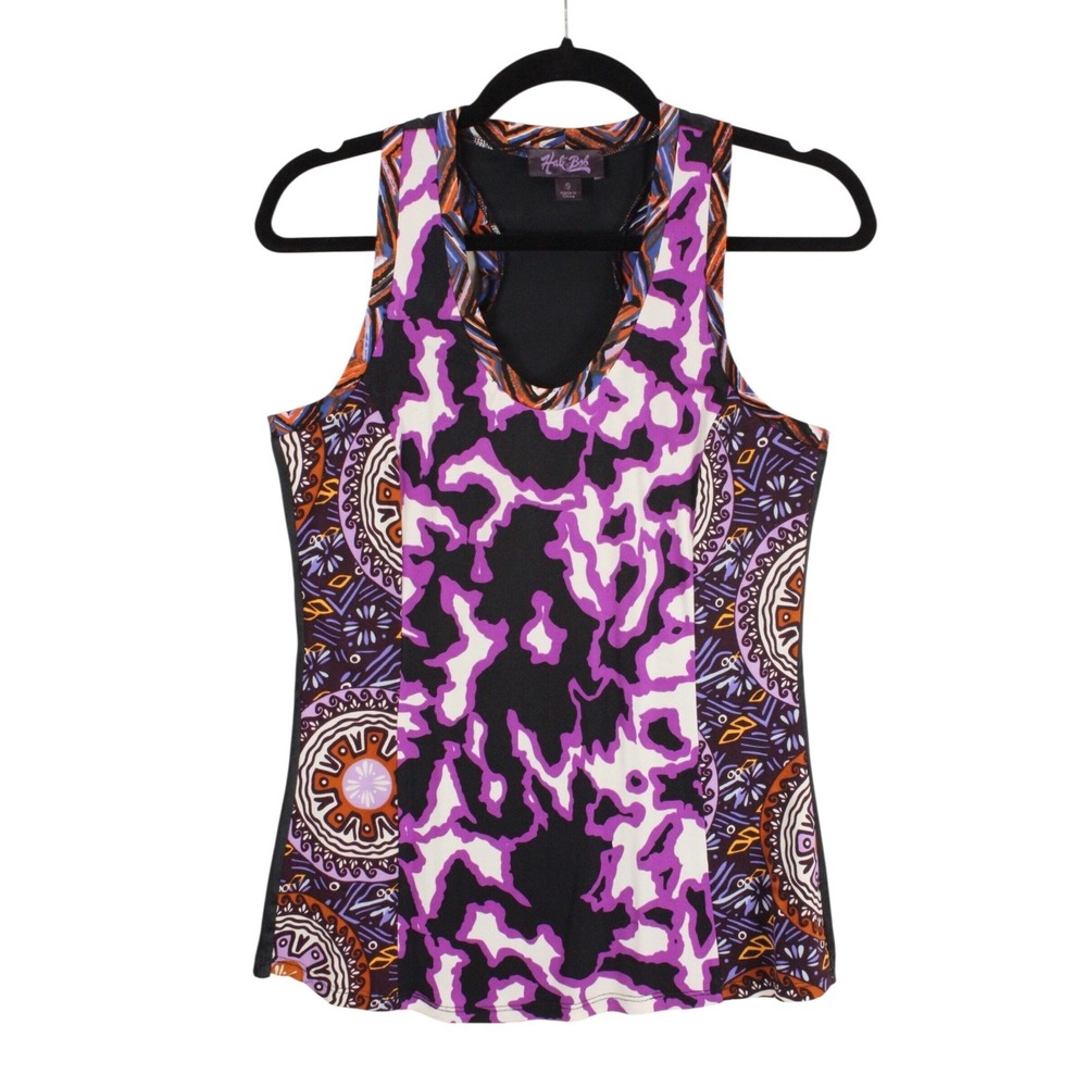 Joie Silk Knit Racerback Tank Top size Small Stretchy Purple‎ Black